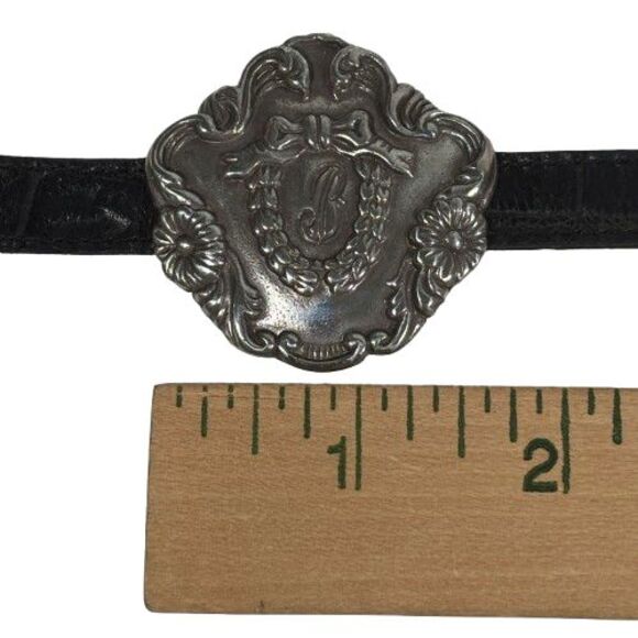 Brighton Concho Belt Women's Black Leather Silver Medallion Vintage 1993 Western - Picture 5 of 14